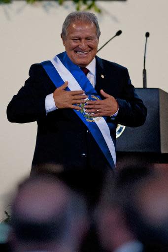 El presidente de El Salvador, Salvador Sánchez Cerén, durante la ceremonia de inauguración en San Salvador, El Salvador, el 1 de junio de 2014 (AFP | Jose Cabezas)