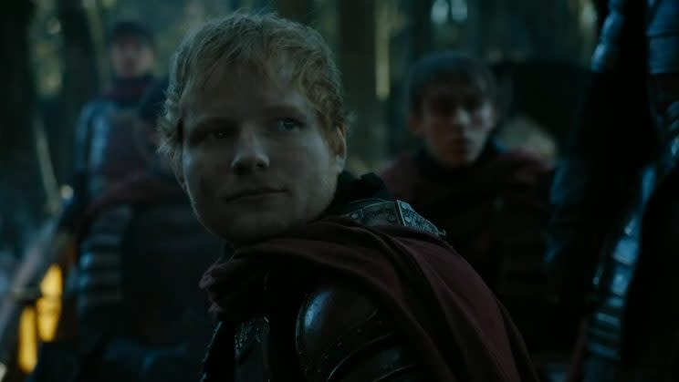 Ed Sheeran as a Lannister soldier on <em>Game of Thrones</em> (Photo: HBO)