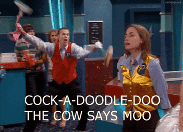 "Cock-a-doodle-doo the cow says moo"