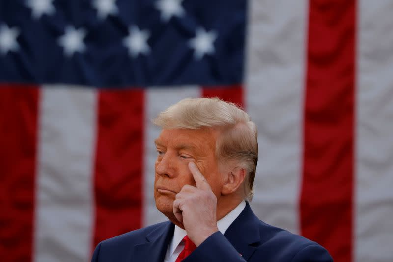 U.S. President Trump delivers update on so-called Operation Warp Speed coronavirus treatment program in an address from the Rose Garden at the White House in Washington