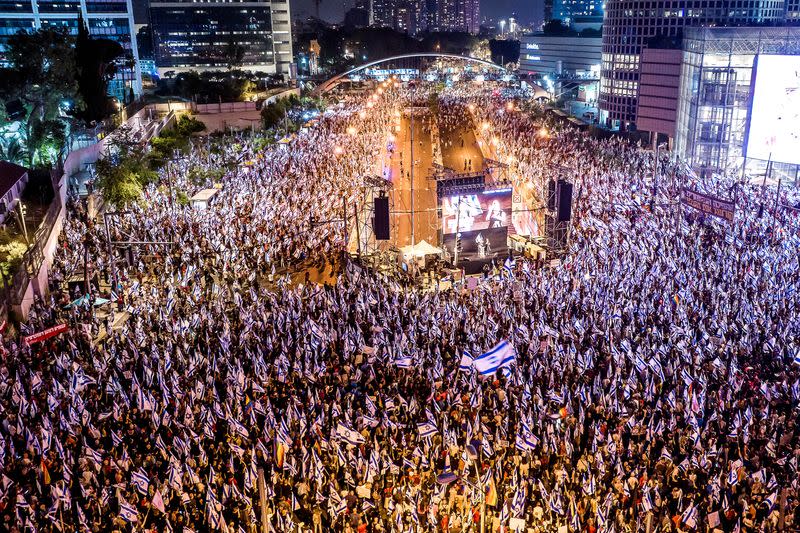 Protest against Israel's judicial overhaul in Tel Aviv