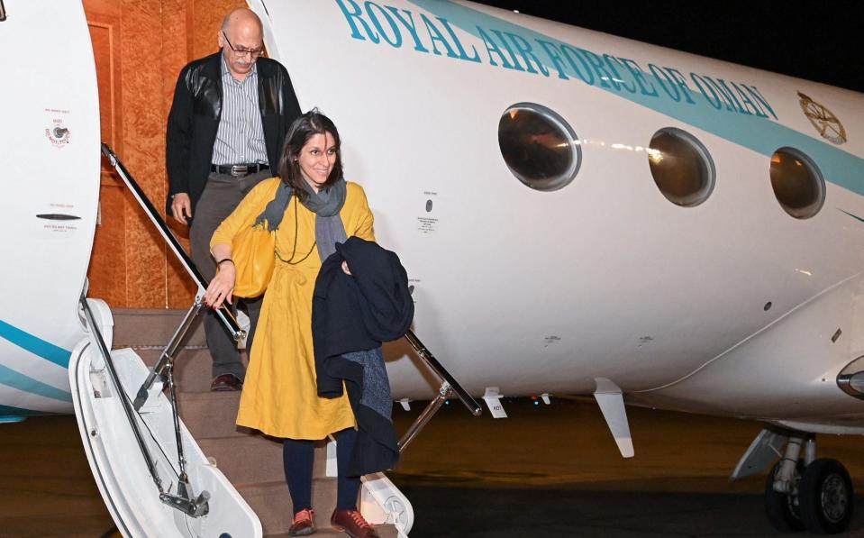 British-Iranian aid worker Nazanin Zaghari-Ratcliffe and dual national Anoosheh Ashoori arrive in Muscat, Oman - Oman News Agency/Handout via REUTERS