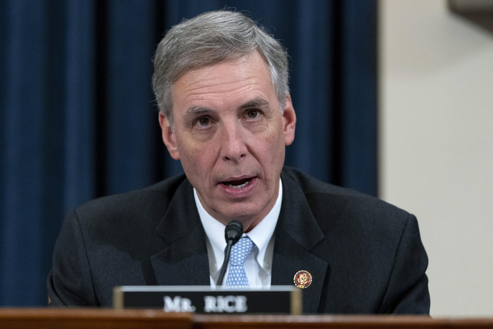 Rep. Tom Rice, R-S.C., questions IRS commissioner Charles Rettig during a hearing of the Oversight Subcommittee about the 2022 tax filing season, on Capitol Hill in Washington, Thursday, March 17, 2022. (AP Photo/Alex Brandon)