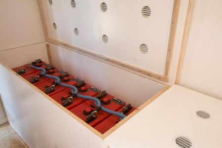 Batteries for the electric power system is pictured at Jerry McMullin's bunker in Yellow Jacket, Colorado, U.S. in this May 2012 photo released on September 21, 2017. Courtesy Jennifer Koskinen/Handout via REUTERS