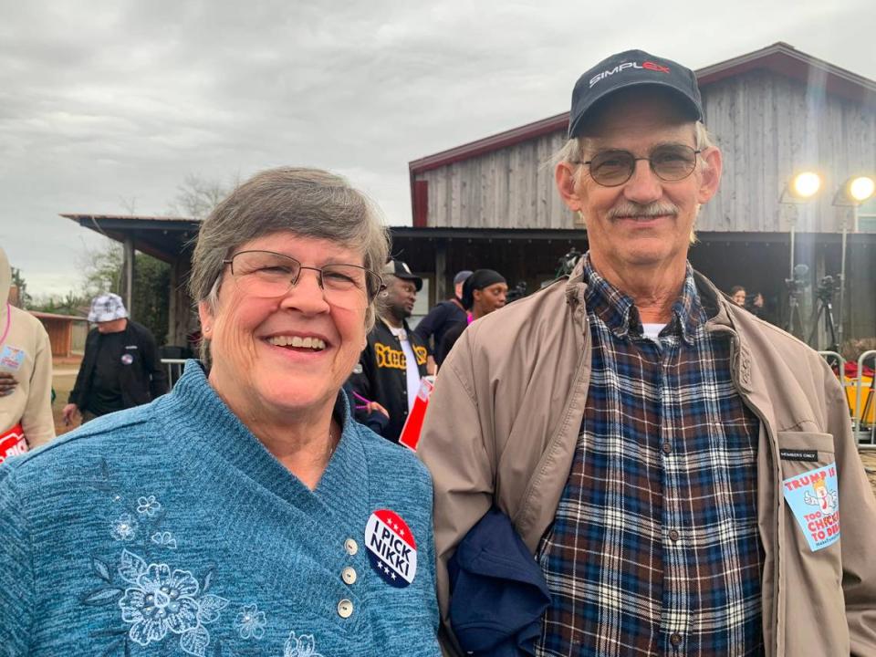 Luanne and James Burton, of Monetta attended a Nikki Haley rally in Gilbert, S.C. Saturday, Feb. 10, 2024.