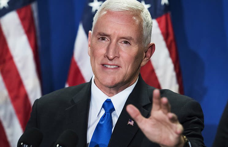 John Slattery as Mike Pence (Photo Illustration: Danny Miller/Yahoo Celebrity)