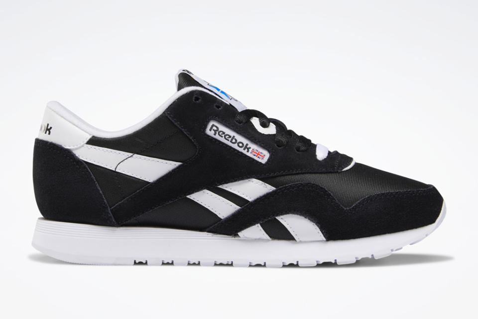 sneakers, black, white, nylon, reebok