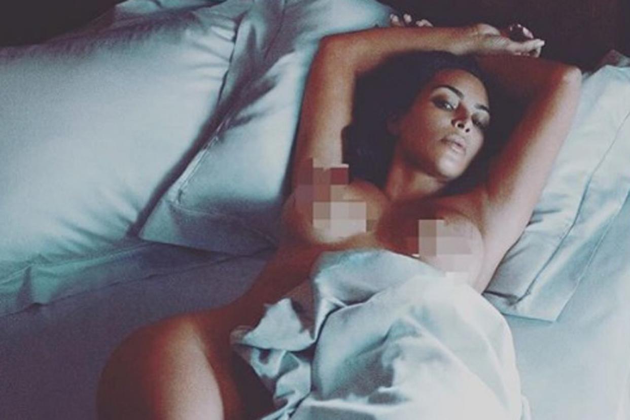 Racy: Kim Kardashian shared a naked snap with fans: Kim Kardashian/Instagram