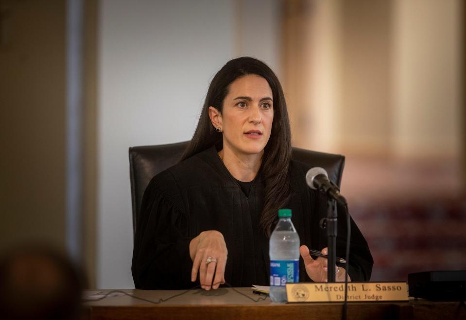 Judge Meredith Sasso questions an attorney during oral arguments for the Sixth District Court of Appeal. Gov. Ron DeSantis appointed Sasso to the Florida Supreme Court Tuesday.