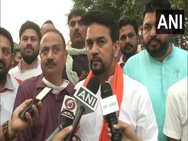 Union Minister Anurag Thakur in Chandigarh on Friday. (Photo/ANI)