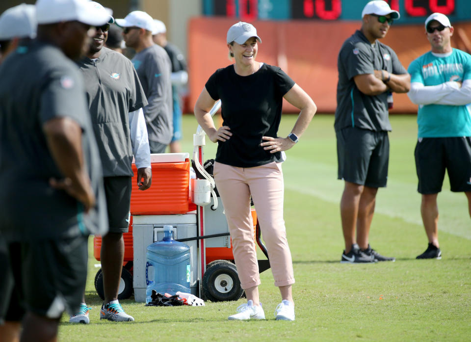 Jill Ellis had plenty of advice to give the Miami Dolphins on Tuesday afternoon, and is very excited to cheer them on this fall.