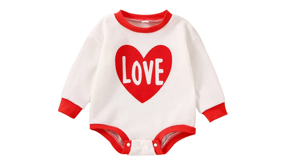 Valentine's Day outfits and pajamas for kids: This onesie says it all.