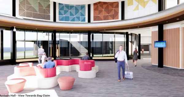 Work is expected to continue at the new Arrivals Hall in 2024 at the Portsmouth International Airport at Pease.