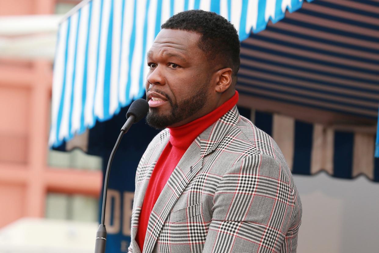 50 Cent at the ceremony for his star on the Hollywood Walk of Fame: Getty Images