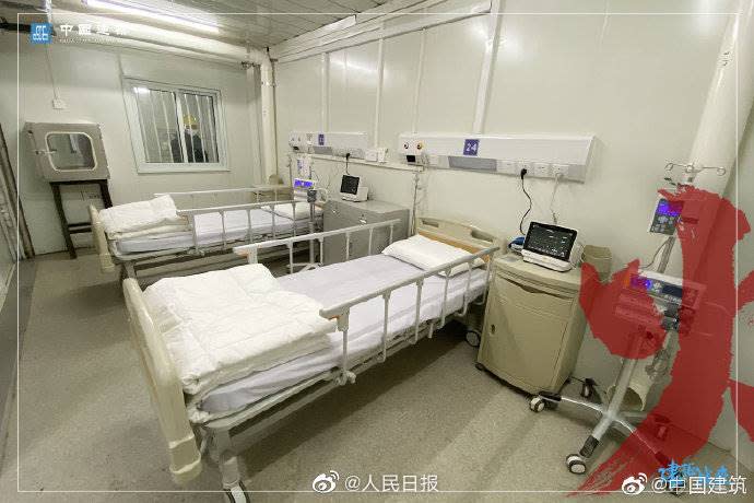 「火神山」醫院可容納1000張病床。（圖／翻攝自微博）