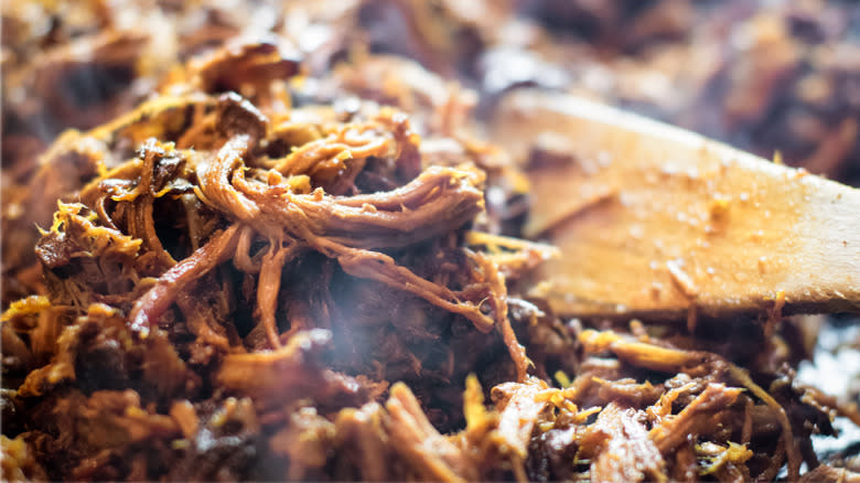 Frying pulled pork