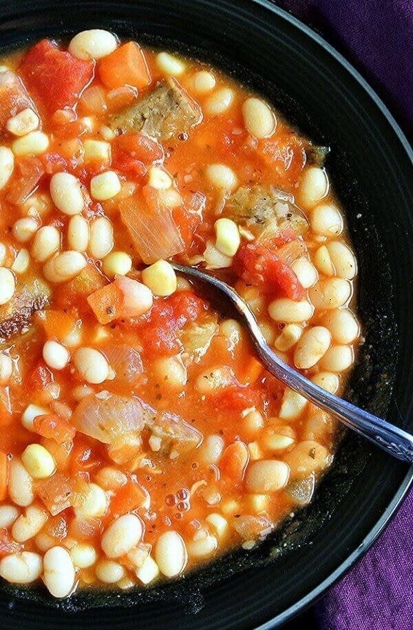 bowl of the soup with white beans