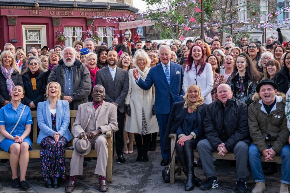 Charles and Camilla on the set of 'EastEnders’ (POOL/AFP via Getty Images)