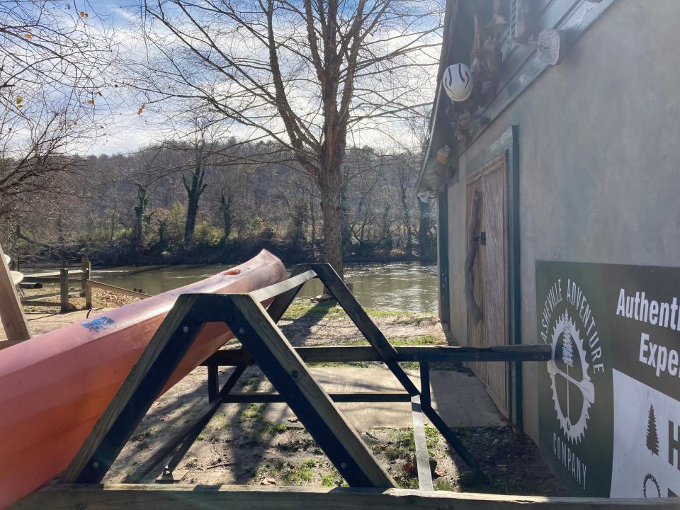 A view of the French Broad River from The Outpost, Asheville's newest music venue, a 3-acre property on the riverfront on Nov. 16, 2022.