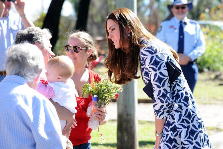 Kate, the Duchess of Cambridge, meets with residents in Winmalee in the Blue Mountains, Australia on April 17, 2014