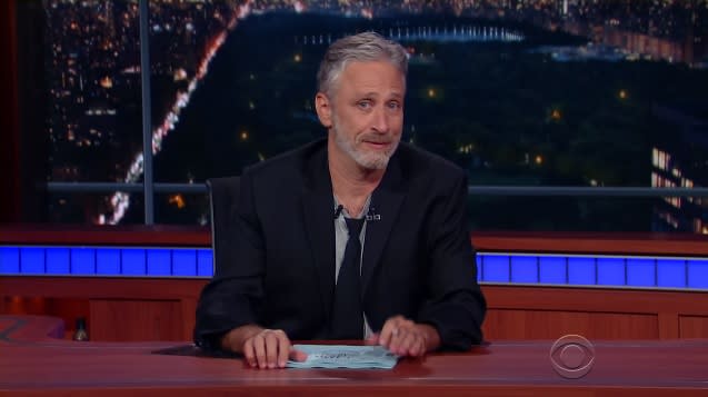 Jon Stewart came back to TV last week and he was as perfect as ever