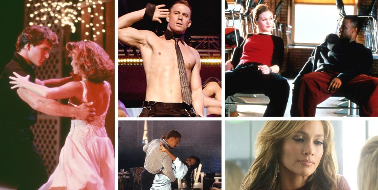 an image featuring stills of dirty dancing, magic mike, save the last dance, tap and hustlers