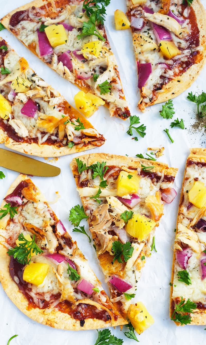 BBQ Turkey and Pineapple Flatbread Pizzas