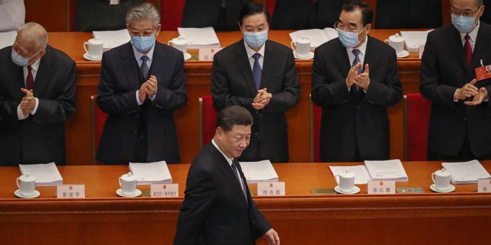 BEIJING, CHINA - MAY 22: Chinese President Xi Jinping arrives at The Great Hall of the People for the opening of the National People's Congress on May 22, 2020 in Beijing, China. China is holding now its annual Two Sessions political meetings, that were delayed since March due to the Covid19 outbreak. (Photo by Andrea Verdelli/Getty Images)