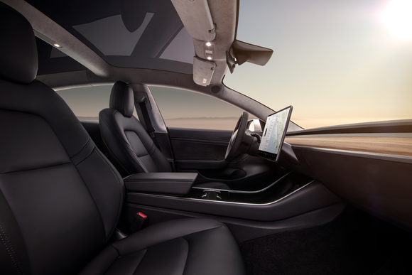 The interior of a Model 3