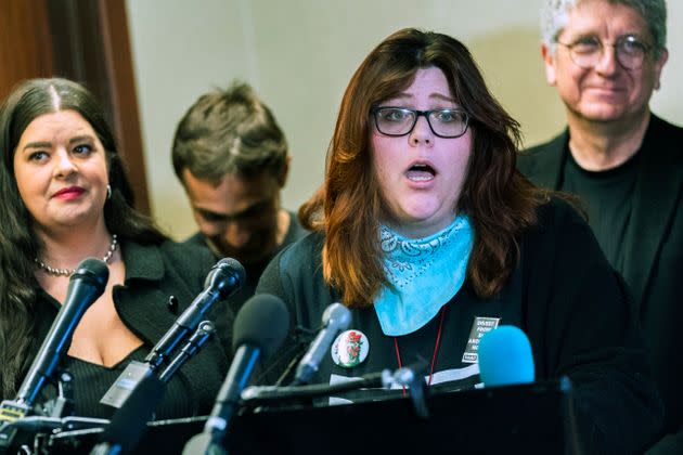 Anti-abortion activist Lauren Handy, right, speaks at a news conference alongside her colleague Terrisa Bukovinac. (Photo: via Associated Press)