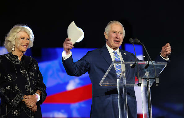 <div class="inline-image__caption"><p>Prince Charles, Prince of Wales (R), flanked by Britain's Camilla, Duchess of Cornwall delivers a speech during the BBC Platinum Party at the Palace, as part of the Queen's Platinum Jubilee celebrations, on June 4, 2022 in London, England.</p></div> <div class="inline-image__credit">Jonathan Buckmaster - WPA Pool/Getty Images</div>