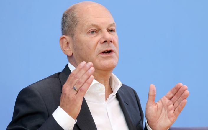 Olaf Scholz, Germany's chancellor, during his inaugural summer news conference in Berlin - Liesa Johannssen-Koppitz/Bloomberg
