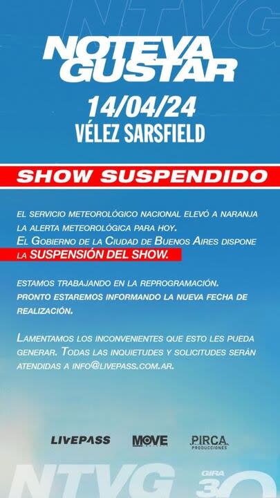 Show suspendido de No te va a gustar debido a la alerta naranja por fuertes tormentas que hay para la Ciudad