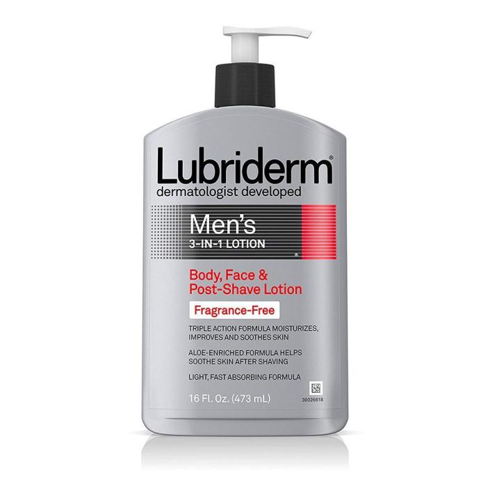 <p><strong>Lubriderm </strong></p><p>Amazon</p><p><strong>$39.97</strong></p><p><a href="http://www.amazon.com/dp/B004D2DQCU/?tag=syn-yahoo-20&ascsubtag=%5Bartid%7C2139.g.26449934%5Bsrc%7Cyahoo-us" rel="nofollow noopener" target="_blank" data-ylk="slk:Shop Now" class="link ">Shop Now</a></p><p>For those simple dudes that don’t want to mess around with a cabinet full of products, this inexpensive 3-in-1 pick is for you. With an aloe-enriched base, it soothes your skin while moisturizing to restore health in your body, face, and post-shave. Triple-the-action for under $7? It’s already like a done deal.</p><p><strong><em>Read more: <a href="https://www.menshealth.com/grooming/g35604465/best-lotion-for-tattoos/" rel="nofollow noopener" target="_blank" data-ylk="slk:Best Lotions for Tattoos" class="link ">Best Lotions for Tattoos</a></em></strong></p>