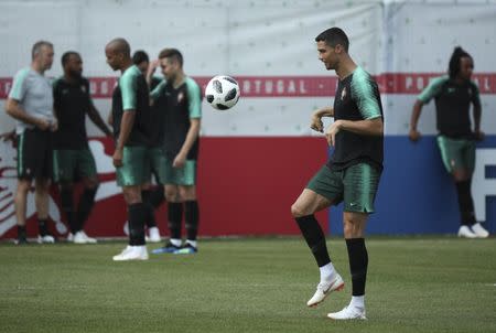 Soccer Football - World Cup - Portugal Training - Kratovo, Moscow Region, Russia - June 24, 2018. Cristiano Ronaldo attends a training session. REUTERS/Albert Gea