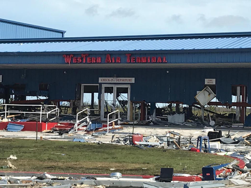 Debris left by Hurricane Dorian litters Grand Bahama International Airport in Freeport, on Sept. 4, 2019. (Photo: Yasmin Rigby/AFP/Getty Images)