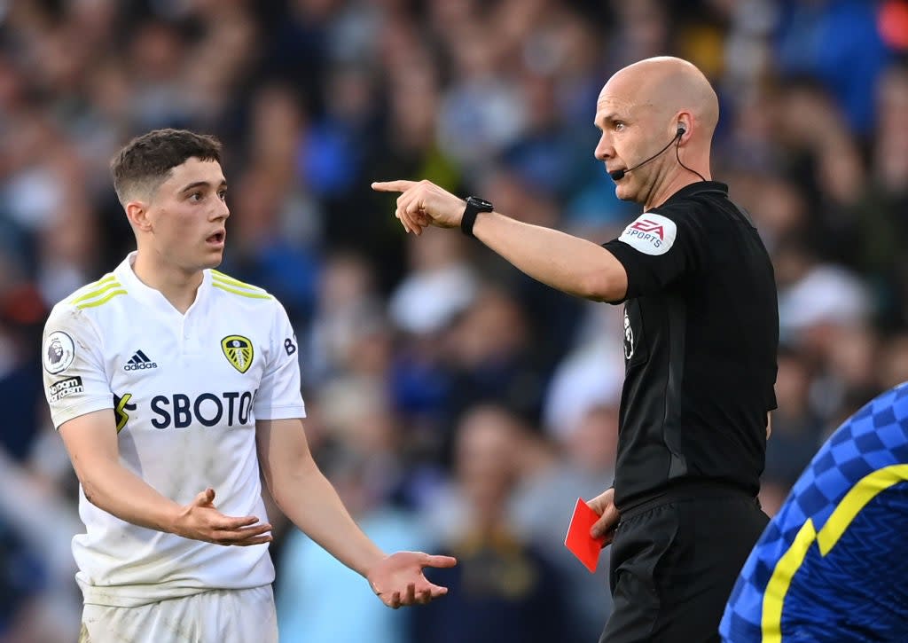 Dan James was dismissed as Leeds received a first-half red card for the second match in a row (Getty Images)