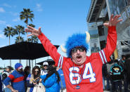 <p>A Buffalo Bills fan is seen outside the stadium before the start of their AFC Wild Card playoff game against the Jacksonville Jaguars at EverBank Field on January 7, 2018 in Jacksonville, Florida. (Photo by Scott Halleran/Getty Images) </p>