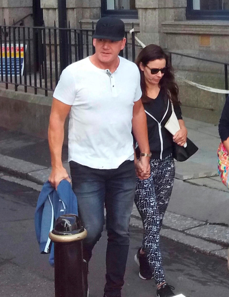 Ramsay and wife Tana were snapped as they strolled through Fowey in August (SWNS.com)