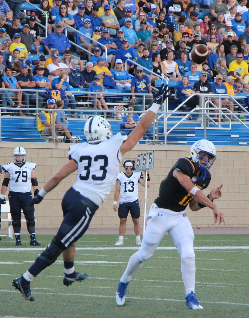 Mark Gronowski delivers a pass during Saturday's 45-17 win over Butler at Dana J. Dykhouse Stadium.