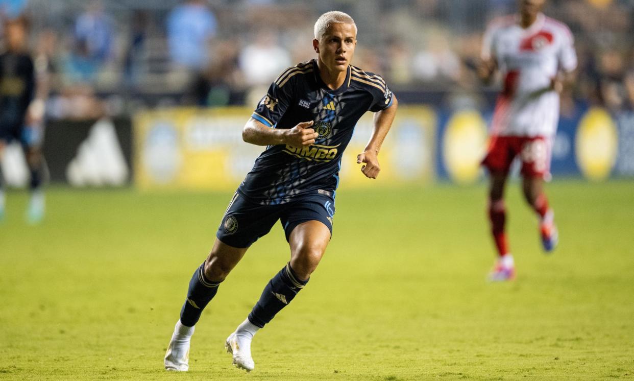 <span>Philadelphia Union midfielder Cavan Sullivan looks on during Wednesday’s game against the New England Revolution at Subaru Park in Chester, Pennsylvania.</span><span>Photograph: Icon Sportswire/Getty Images</span>