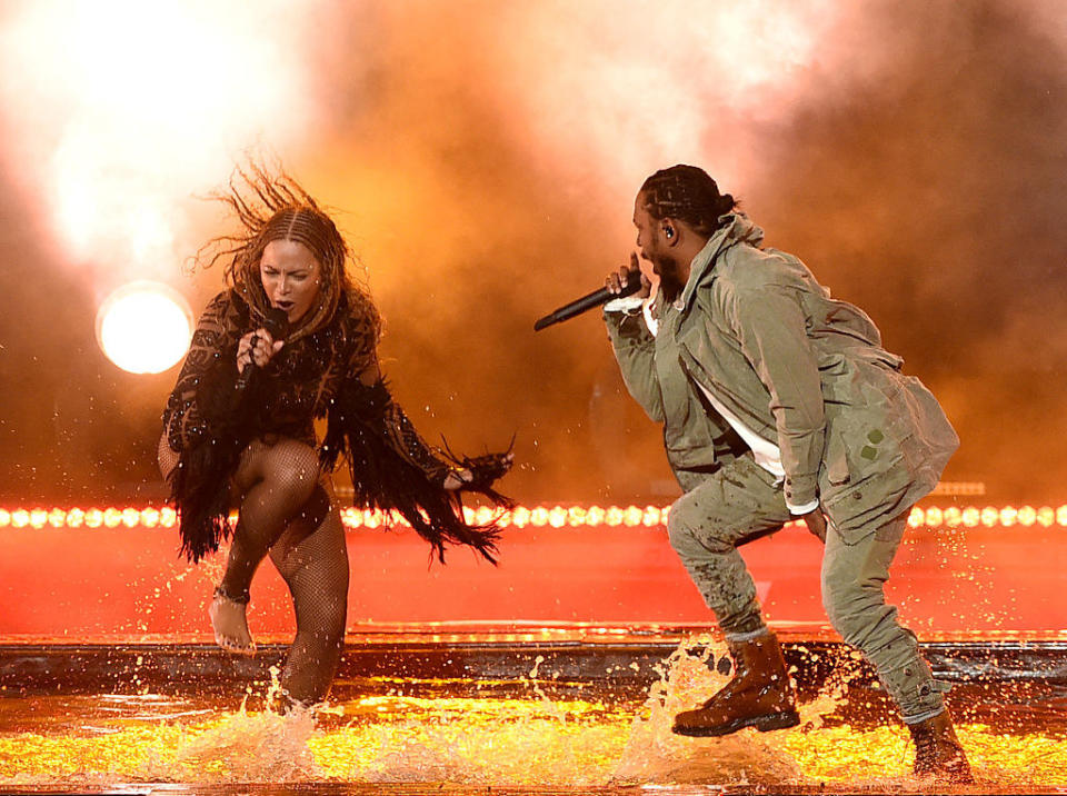 Beyoncé and Kendrick Lamar dancing in water