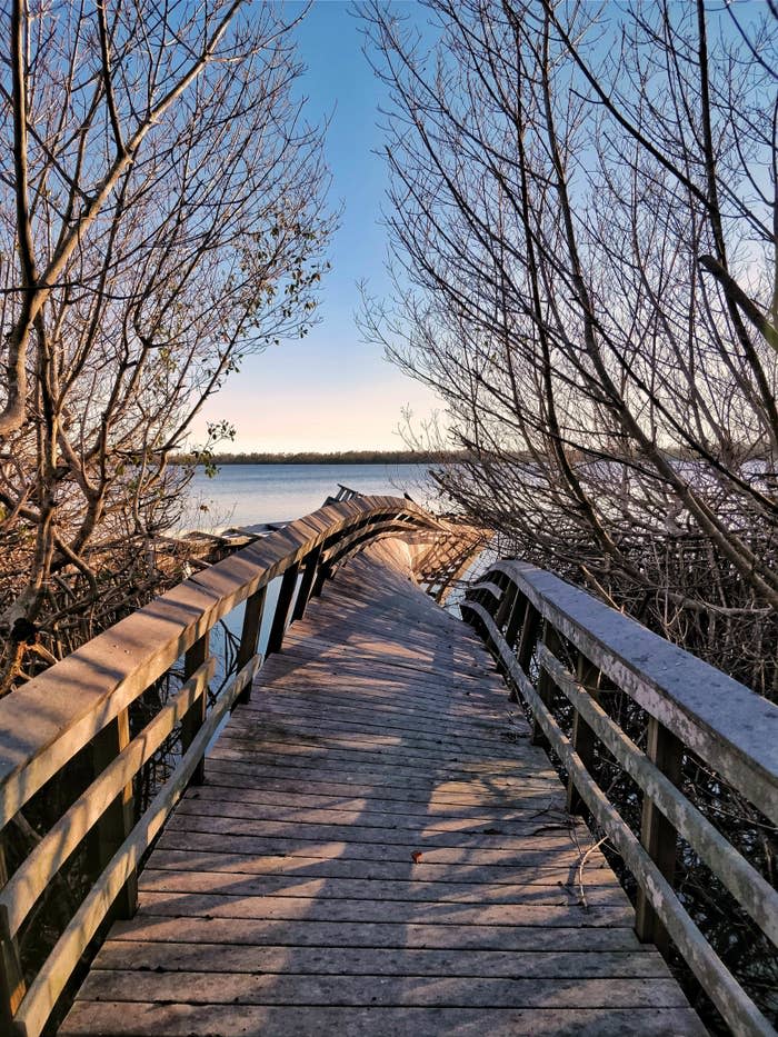 A boardwalk turned over