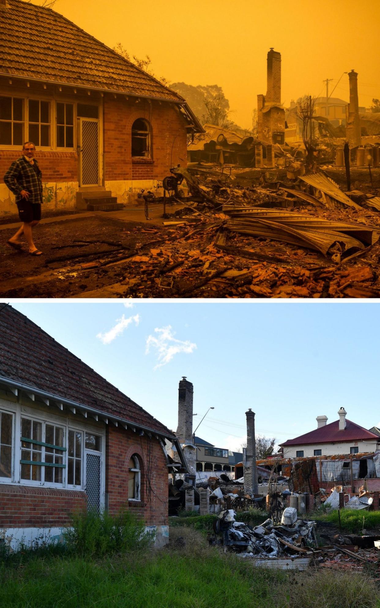 A photo combination shows the devastation caused by the wildfires in New South Wales - Saeed Khan/AFP