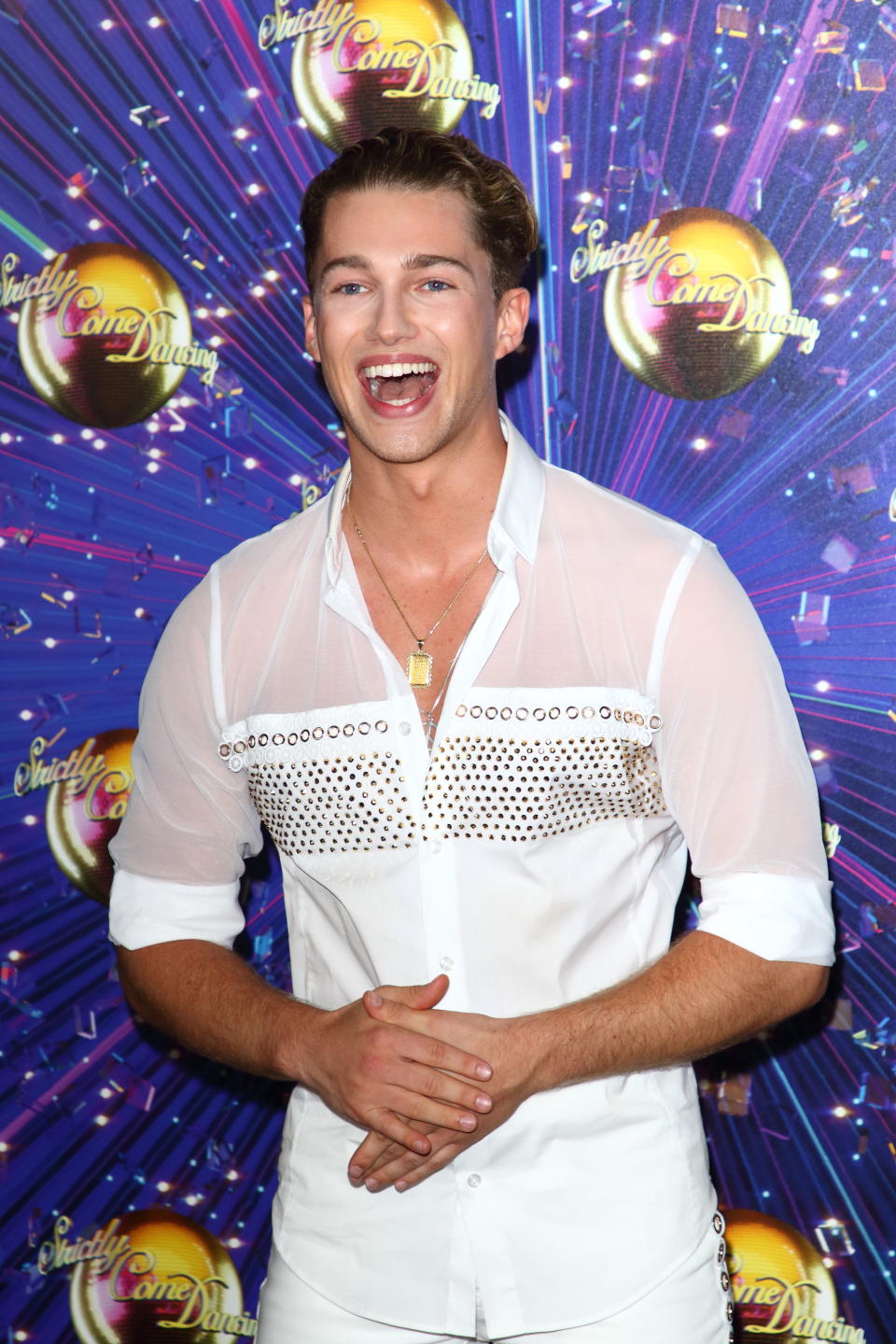 LONDON, UNITED KINGDOM - 2019/08/26: AJ Pritchard at the Strictly Come Dancing Launch at BBC Broadcasting House in London. (Photo by Keith Mayhew/SOPA Images/LightRocket via Getty Images)