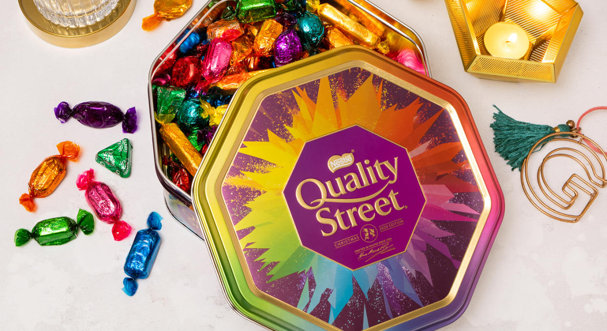 The Quality Street tin has been given an update this year, which is exclusive to John Lewis & Partners. (John Lewis & Partners)