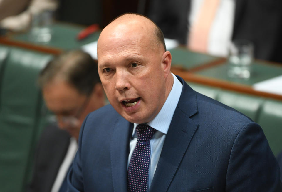 Minister for Defence Peter Dutton speaking in Parliament.