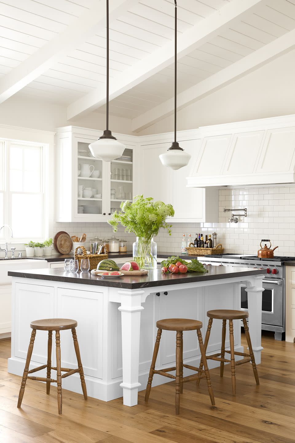 Dark Countertops in a White Kitchen