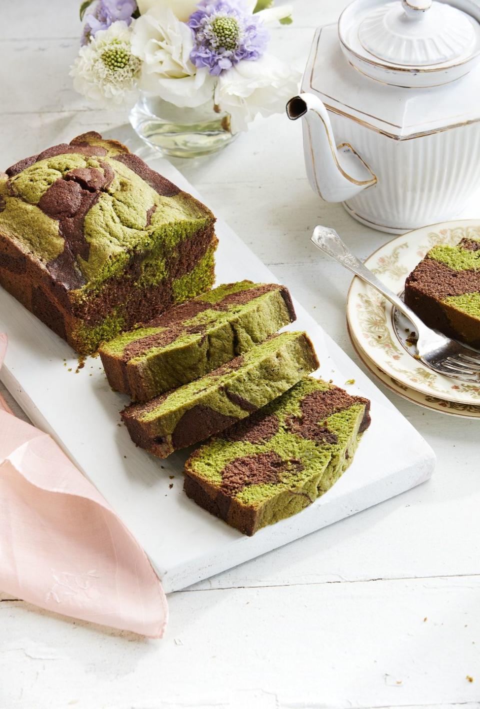 <p>Guests will be oh-so-impressed with this whirled treat.</p><p><strong><a href="https://www.countryliving.com/food-drinks/a26861228/chocolate-matcha-pound-cake-recipe/" rel="nofollow noopener" target="_blank" data-ylk="slk:Get the recipe for Chocolate-Matcha Swirl Pound Cake;elm:context_link;itc:0;sec:content-canvas" class="link ">Get the recipe for Chocolate-Matcha Swirl Pound Cake</a>.</strong></p>