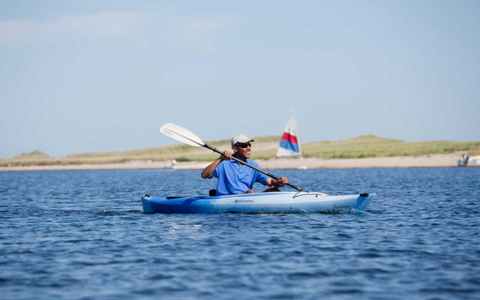 <p>Obama hits The Great Outdoors, taking some time to kayak while visiting Massachusetts.</p>